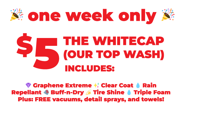 $5 whitecap car wash birthday anniversary